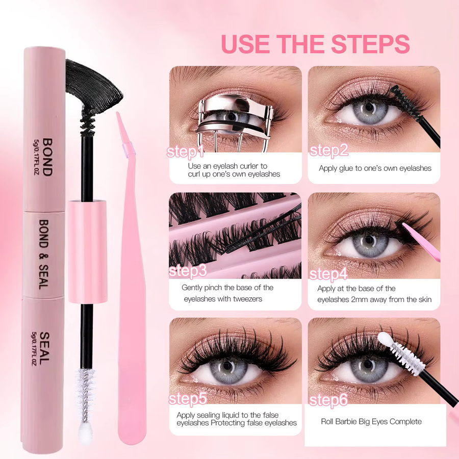 LIMEIKAI Wimpernset, 200 Cluster Nerzimitat, C-Curl, 10-16 mm, Unisex - Bild 3