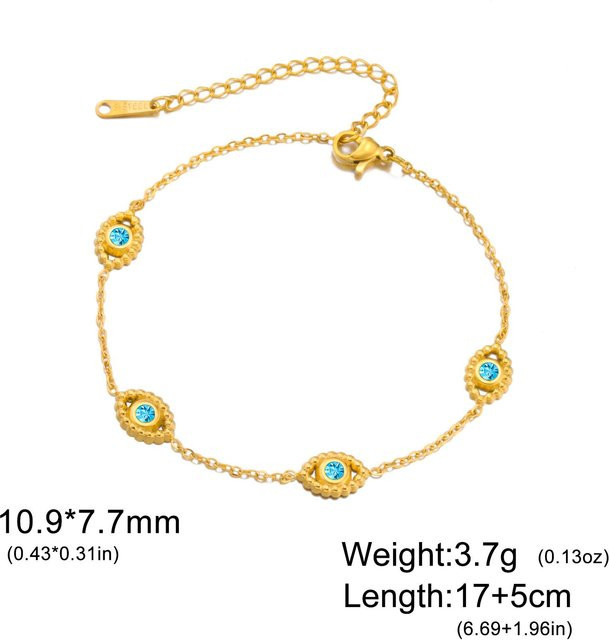 Armband Damen, Edelstahl, blauer Zirkonia, böser Blick, 17-22 cm - Bild 1