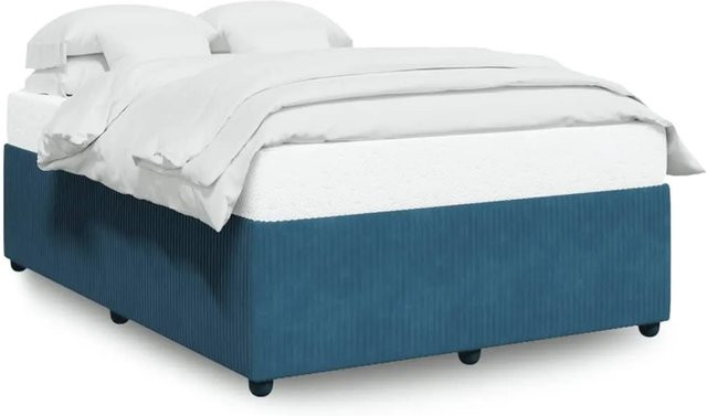 vidaXL Bettgestell aus Samt in Blau, B/T: 140 x 190 cm - Bild 1