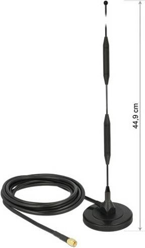 Delock LTE Antenne 5 dBi 2.4GHz mit SMA Stecker, magnetischem Standfuß und 3 m RG-58 Anschlusskabel, Schwarz (12425) - Bild 1