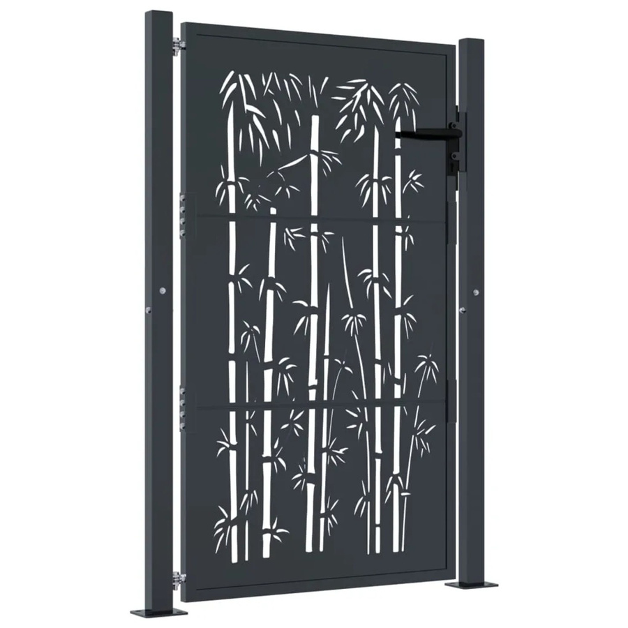 vidaXL Gartentor aus Stahl in Anthrazit mit Bambus-Design, B: 105 cm, H: 130 cm - Bild 2