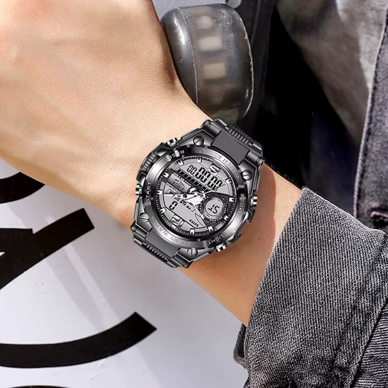 LIGE Digitaluhr, Schwarz, Herren, Rund - Bild 5