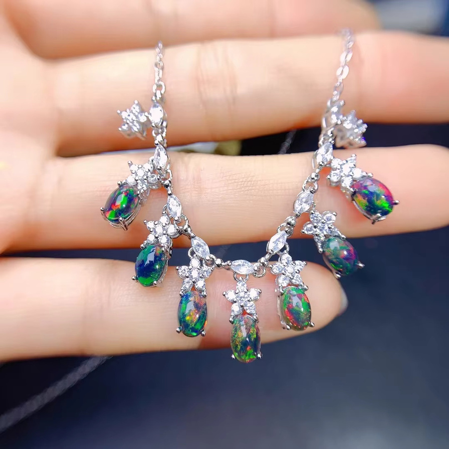 MACORY Schmuckanhänger, 925 Silber, Schwarzer Opal, Damen - Bild 3