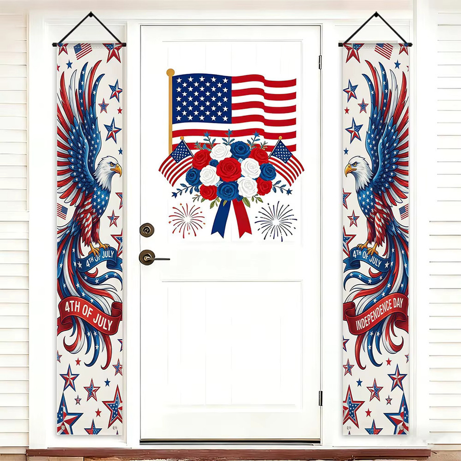 OURFETE Amerikanisches Unabhängigkeitstag Türbanner mit Adler- und Stern-Design, Mehrfarbig, Textil, Breite: 30 cm, Höhe: 180 cm - Bild 4