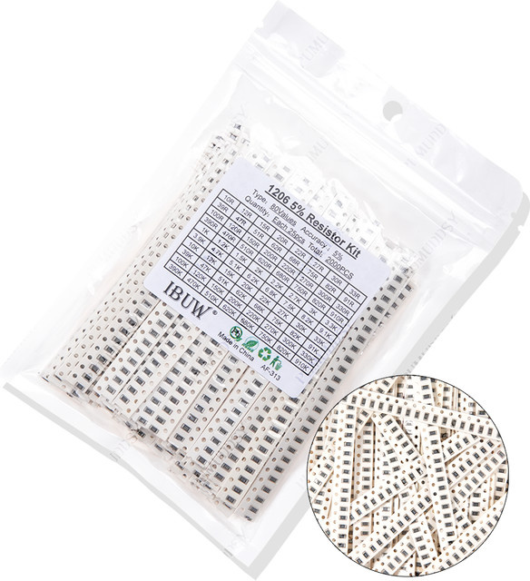 PUMUDDSY SMD-Widerstandssatz 1206, 2000 Stück, 80 Werte à 25 Stück, 5 % Toleranz, Schwarz - Bild 1
