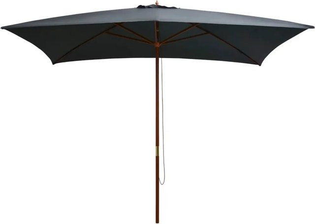 vidaXL Sonnenschirm mit Holz-Mast aus Bambus und Hartholz in Anthrazit, B/T: 300 x 200 cm - Bild 1