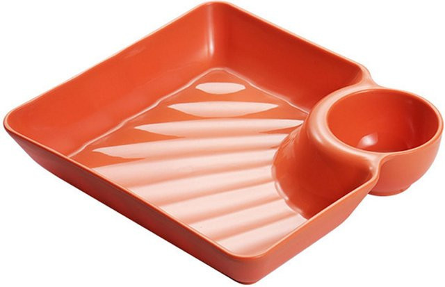 Fishine Knödelplatte mit Dip-Schälchen in Orange, Servierplatte Set für Chips und Dips - Bild 1
