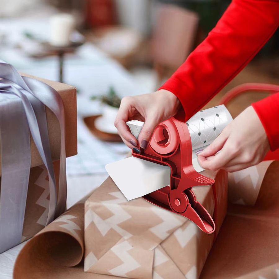 1 Paar Geschenkbandabroller und Papierhalter aus Metall und Kunststoff in Grau und Rot für Expressverpackungen und Logistikkartons - Bild 3
