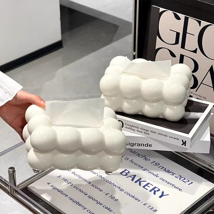 Cloud Design Taschentuchbox aus Kunststoff für Wohnzimmer und Küche in Schwarz oder Weiß - Bild 3