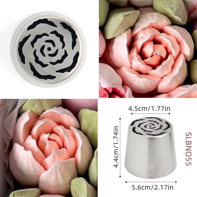 MRF Edelstahl Spritzdüse XXL Tropfen Blumenmuster in Silber für Dessert Icing und Marshmallow Jam - Bild 1