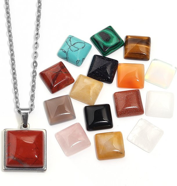 SAUVOO Naturstein Perlen Achat Türkis Tigerauge Kristall Cabochon, Unisex - Bild 1