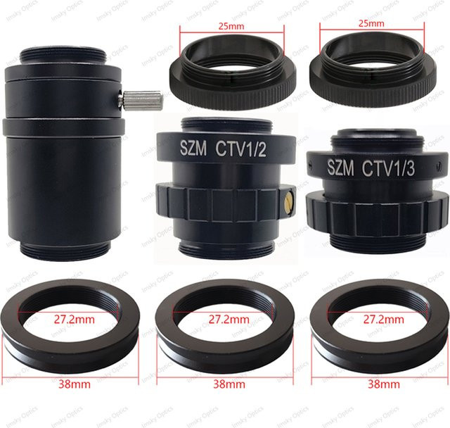 SZM CCD-Adapter für C-Mount-Objektive zur Nutzung mit Zoom-Trinokular-Stereomikroskopen und HDMI VGA USB-Kameras - Bild 1