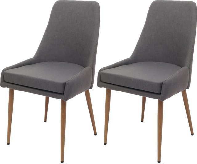 2er-Set MCW Esszimmerstuhl O27 Polsterstuhl aus Stoff und Metall in Dunkelgrau im 50er Jahre Design - Bild 1