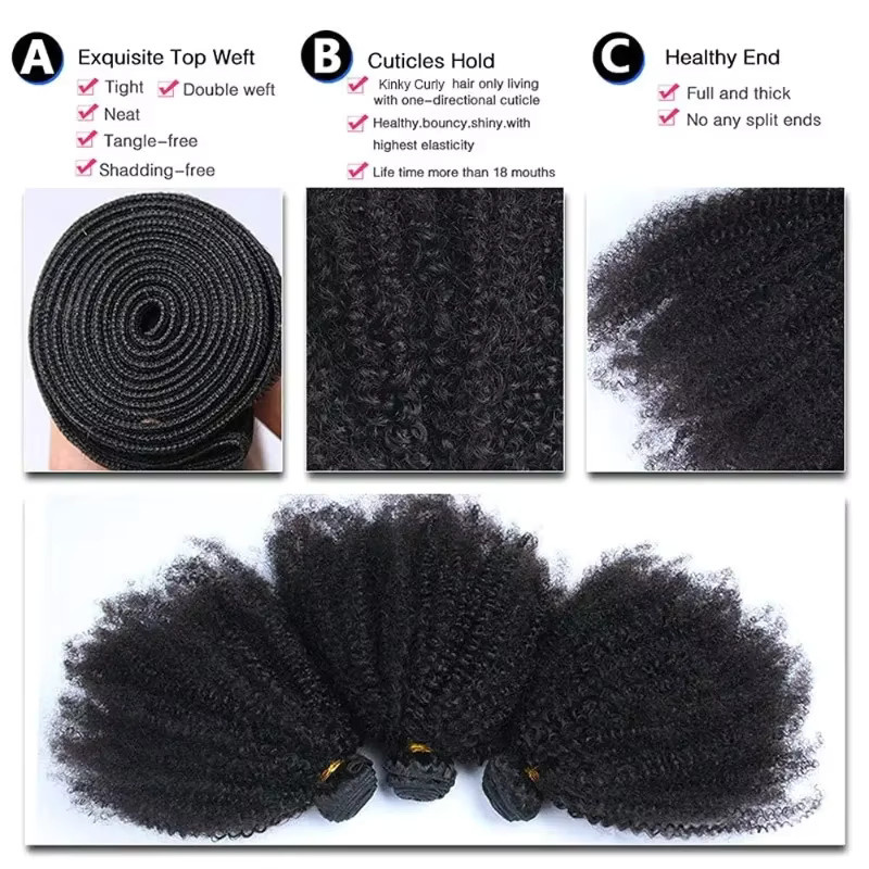 GloTress Lockiges Haar Bundles, Schwarz, Damen - Bild 4