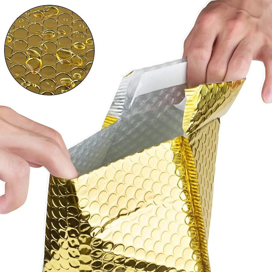 50 Stück selbstklebende Luftpolsterumschläge aus Kunststoff in Gold und Rosa als gepolsterte Versandtaschen für Geschenke und Bücher - Bild 2