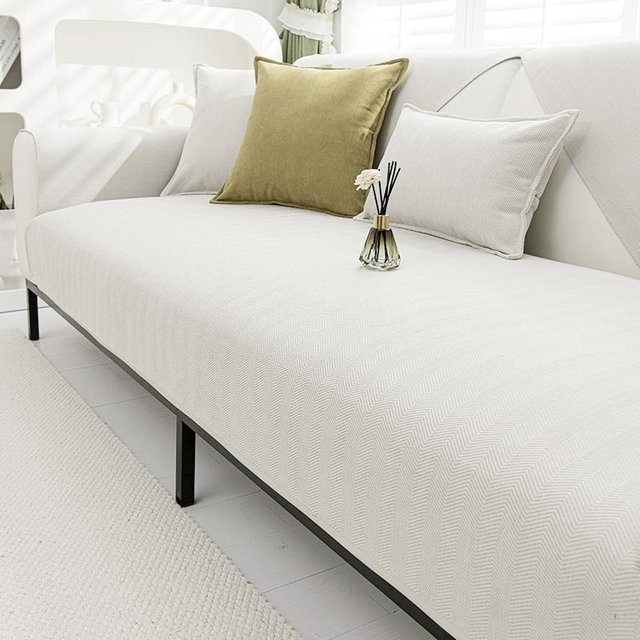 Universeller Sofabezug aus Chenille in Weiß, rutschfeste Sofa-Schutzmatte für dein Wohnzimmer, B/B: 70 x 70 cm - Bild 1