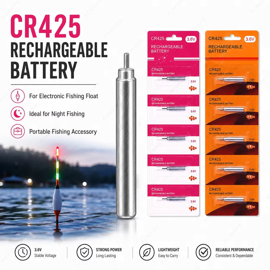Koonenda CR425 Wiederaufladbare Batterie für elektronische Angelposen inklusive USB-Doppelstecker-Ladegerät - Bild 2