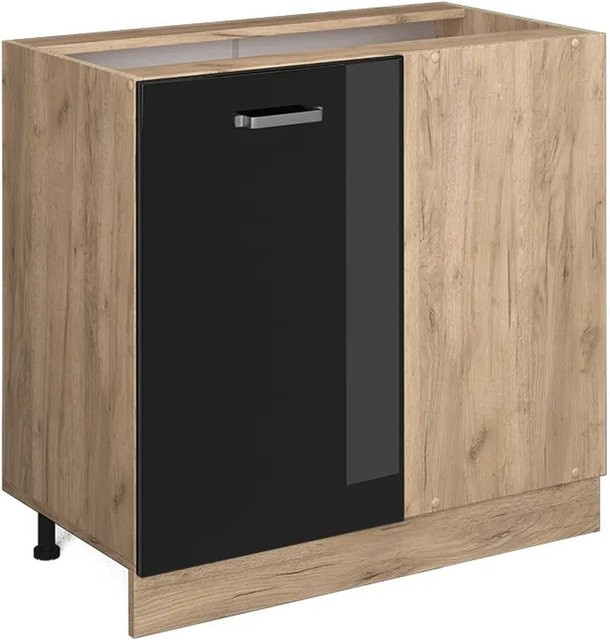 Vicco Eckunterschrank R-Line Küchenschrank in Schwarz und Eiche mit Goldakzenten, Breite: 86 cm - Bild 2