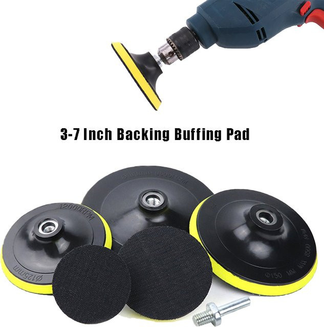 TQLQ Schleifscheibe Stützteller Set mit selbstklebenden Schleifpads und Bohrstangen für elektrische Poliermaschinen in 3, 4, 5, 6 oder 7 Zoll mit 10 mm oder 14 mm Aufnahme - Bild 1