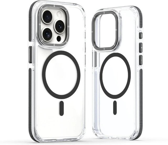 Yiran MagSafe Kabellose Ladefunktion Transparente Stoßfeste Handyhülle für iPhone 16 15 14 13 12 Pro Max Plus Farbe: Weiß - Bild 1