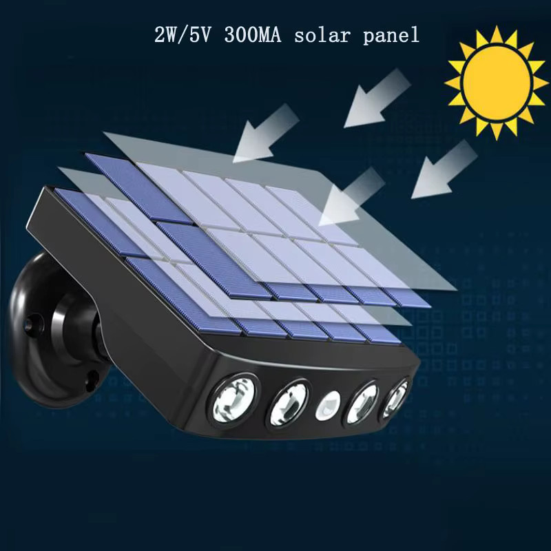 DOUWENXI Solarbetriebene Außenwandleuchte in Weiß mit 4 LED-Lampen und Bewegungssensor für Garten, Terrasse und Balkon - Bild 5