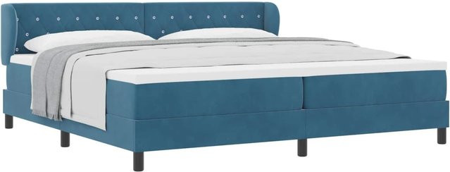 vidaXL Boxspringbett mit Matratze aus Samt in Dunkelblau, B/T/H: 200 x 200 x 24 cm - Bild 1