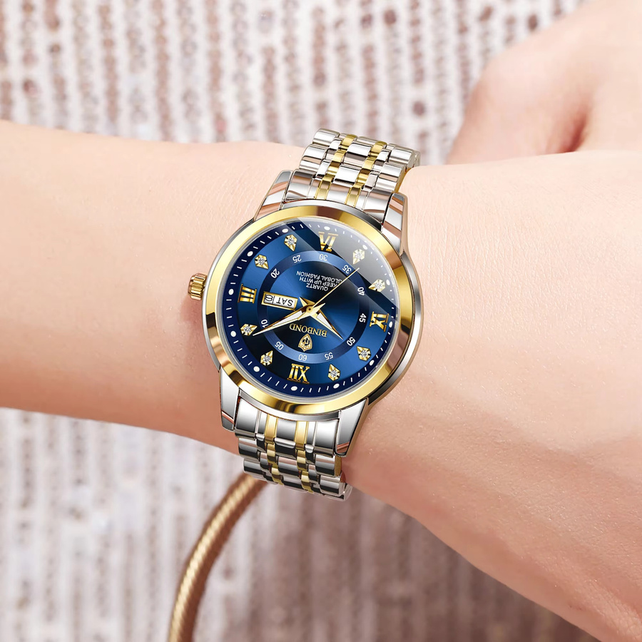 BINBOND Armbanduhr, Edelstahl, Quarz, Diamant, Unisex - Bild 5