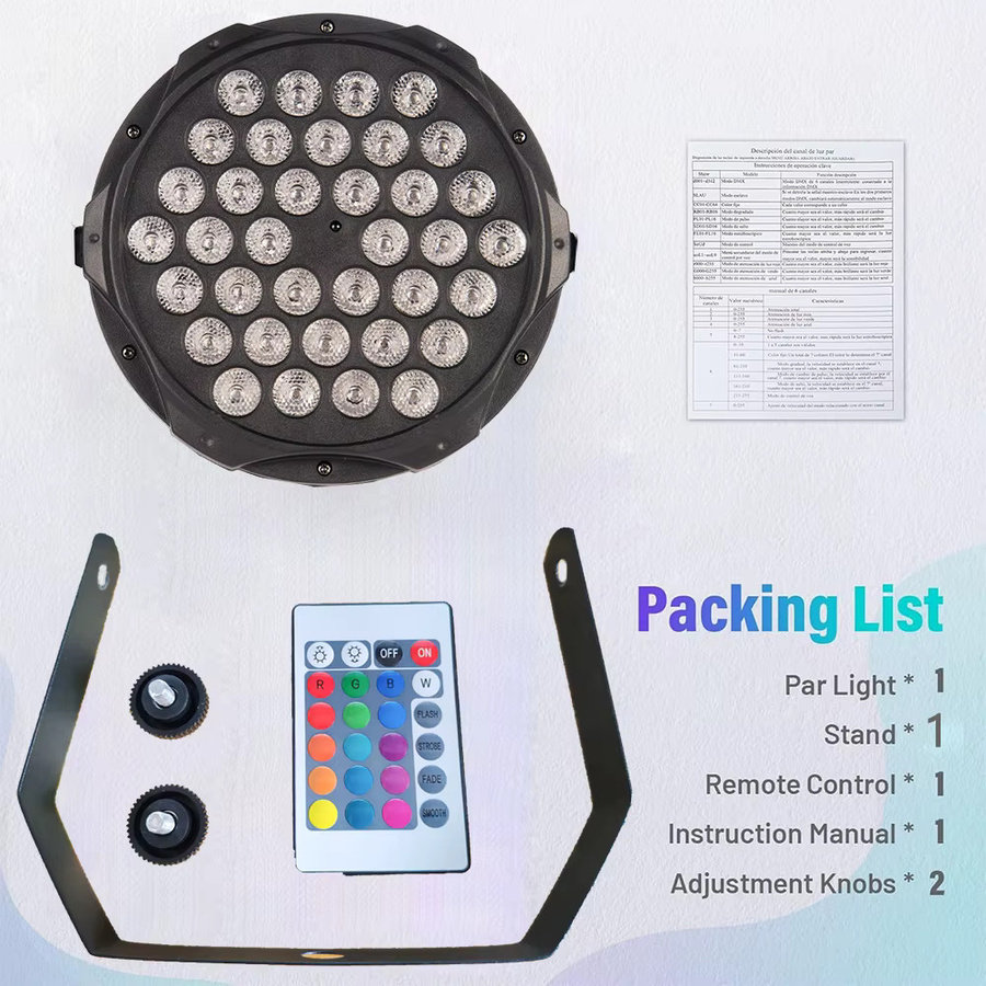 GOTSTAGE 4er Set RGB LED Par Lichter mit 36 LEDs und DMX-Steuerung in Schwarz für DJ, Disco, Hochzeit und Party - Bild 5