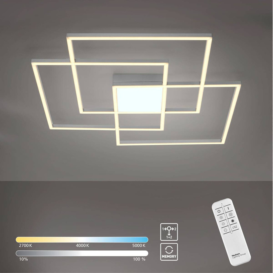 Just Light LED-Deckenleuchte AMIN 14713-55, stahlfarbig, dimmbar mit Fernbedienung, B/H/T: 75 x 6 x 75 cm - Bild 2