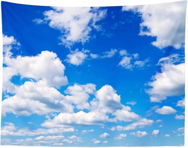 Wandteppich von JMG Household Supplies mit blauem Himmel und weißen Wolken als moderne Wanddekoration für Wohnzimmer oder Schlafzimmer, B/H: 230 x 150 cm oder 300 x 180 cm - Bild 1