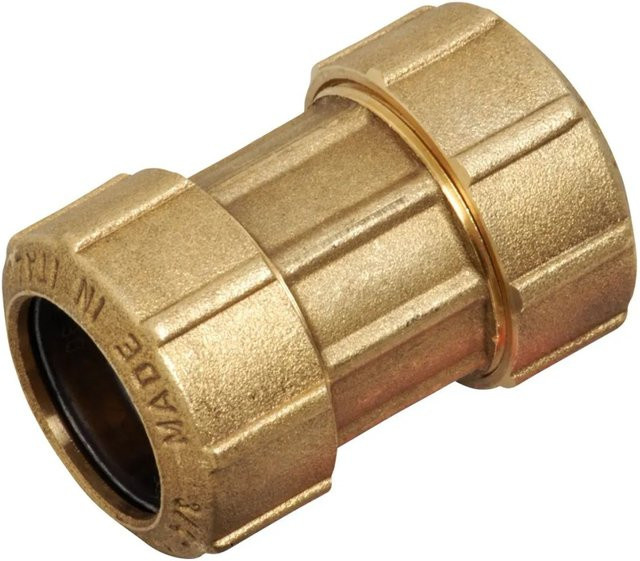 LUX-TOOLS Reparatur-Verbinder Muffe aus Messing für 25 mm PE-Rohre in Gold - Bild 1