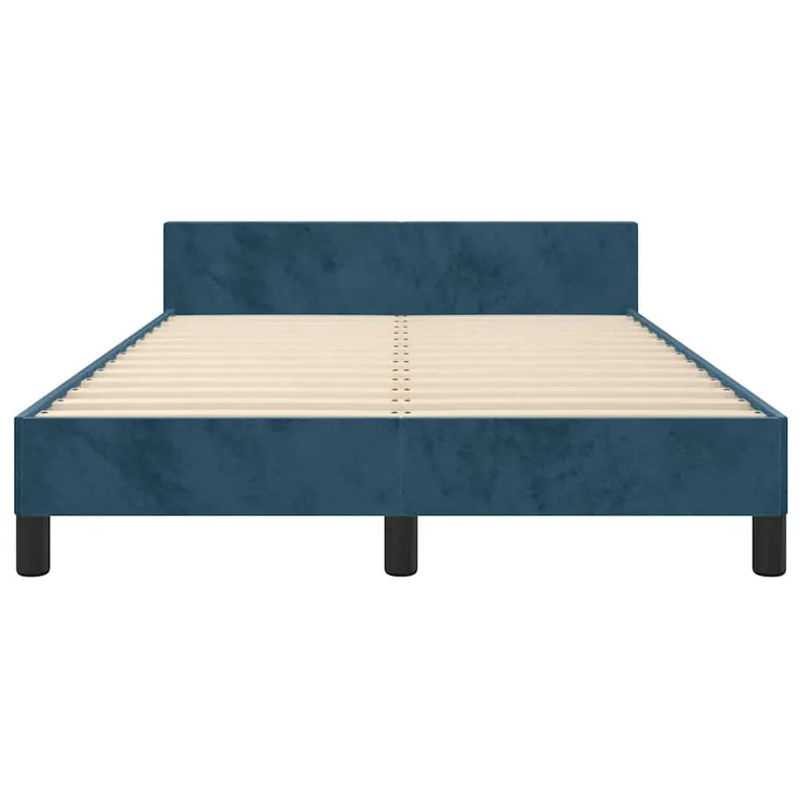 vidaXL Bettgestell mit Kopfteil aus Samt in Dunkelblau B/T/H: 120 x 200 cm - Bild 3