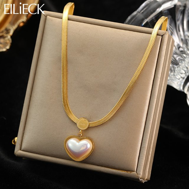 Eilieck Halskette Edelstahl, Gold, Herz, Damen - Bild 1