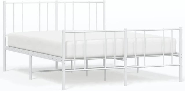 vidaXL Bettgestell aus Metall mit Kopf- und Fußteil in Weiß, B/T: 160 x 200 cm - Bild 1
