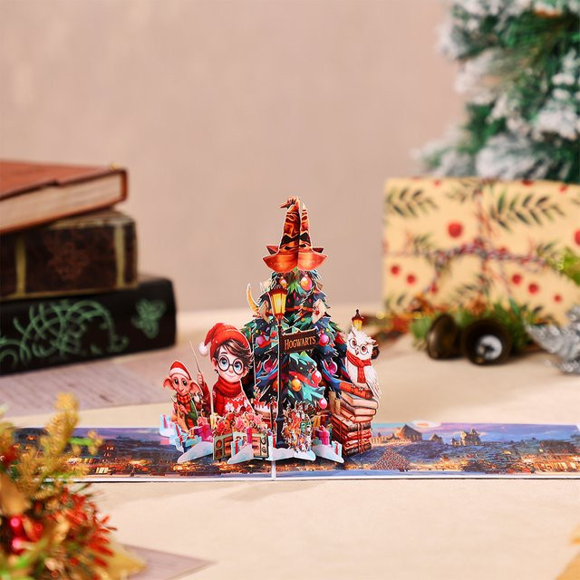 Harry Porty Weihnachtsbaum-Grußkarte aus Papier, buntes Weihnachtsgeschenk für Freunde, 1 Stück - Bild 1