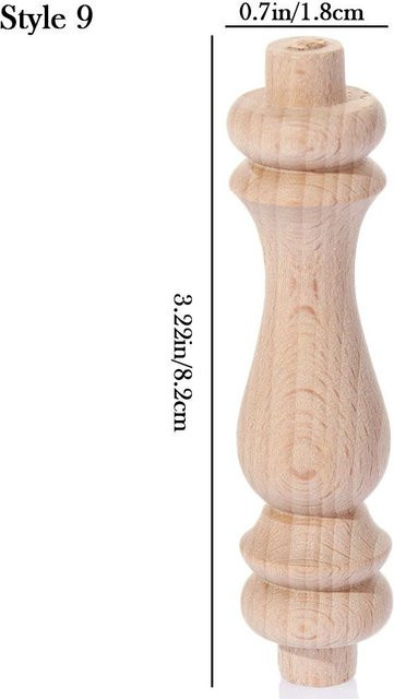 Massivholz Möbelbeine im europäischen Stil mit Schnitzereien für Schrank und Sitzmöbel in Braun und Beige - Bild 1