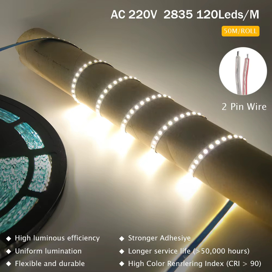 GAHADA LED-Streifenlicht SMD2835 mit 120 LEDs/m, IP44 wasserdicht, selbstklebend und schneidbar, 230 V, Weiß - Bild 6