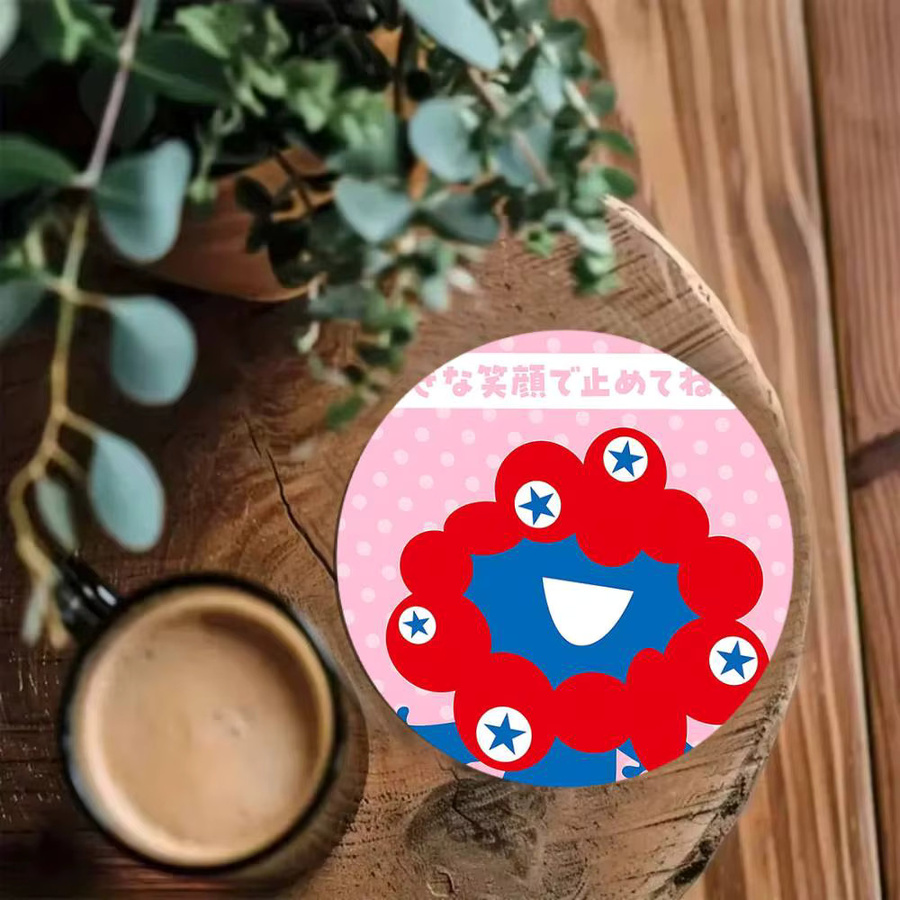 Bilibili Cartoon M-Myaku-Myaku Holzuntersetzer rund, Mehrfarbig, Durchmesser: 10 cm - Bild 4