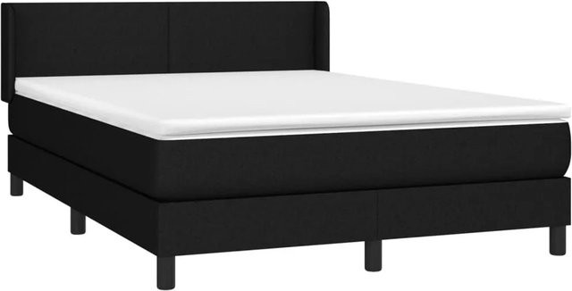 vidaXL Boxspringbett mit Matratze Schwarz aus Stoff, Hybrid-Konstruktion mit Taschenfederkern, B/T/H: 140 x 200 x 78 cm - Bild 1