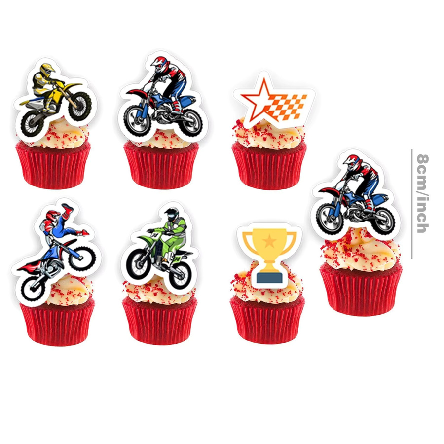 Cicimini Motocross Geburtstag Dekoration Set mit Wimpel und hängenden Wirbeln in Mehrfarbig - Bild 3