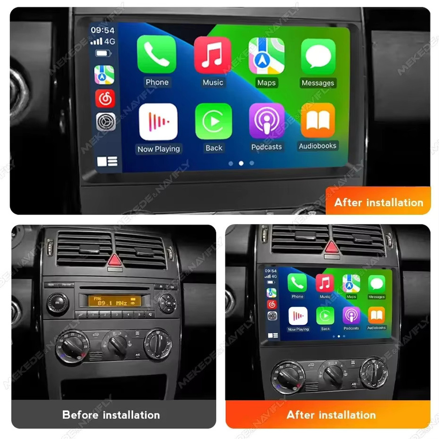 STRONGNAVI Android 14 Multimedia Radio mit IPS Bildschirm, GPS, Bluetooth und Video Player für Benz B-Klasse W169 A160 A180 A200 A220 (2009-2012), Schwarz - Bild 2