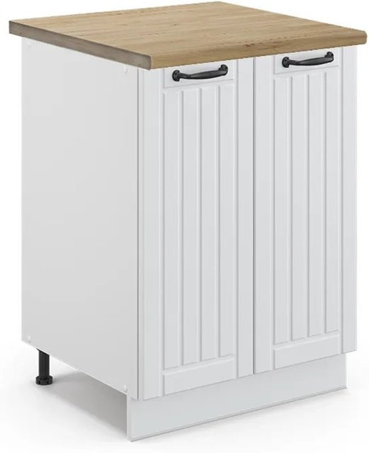 Vicco Küchenunterschrank Fame-Line in Weiß mit Eichen-Optik im Landhausstil, B/T/H: 60 x 60 x 82 cm - Bild 1