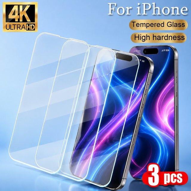 ZMZE 3er-Pack Ultra-Klares Panzerglas Displayschutzfolie mit 9H Härte für iPhone 17 16 15 14 13 12 11 Pro Max Plus und Air in Transparent - Bild 1
