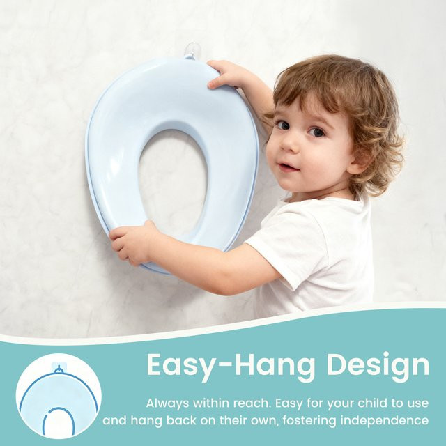 Universeller Baby-Toilettentrainer mit Spritzschutz und rutschfester Oberfläche für runde und ovale Toiletten, Blau - Bild 1