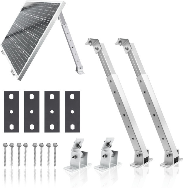 CP-SETUNO 2er Set Solarpanel Fußhalterung aus Aluminiumlegierung, verstellbare Solarpanel Montagehalterung zur Unterstützung deiner Solarmodule - Bild 1
