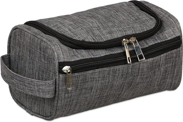 Relaxdays Kulturbeutel aus wasserdichtem 600D Polyester in Grau, B/T/H: 23 x 13 x 13 cm - Bild 1
