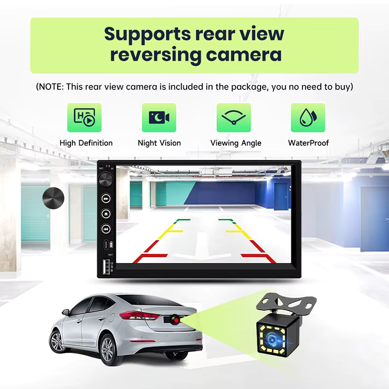 Junsun 7 Zoll Universal 2 Din MP5 Autoradio mit Wireless Carplay, Android Auto, GPS, Bluetooth und Navigation in Schwarz - Bild 5