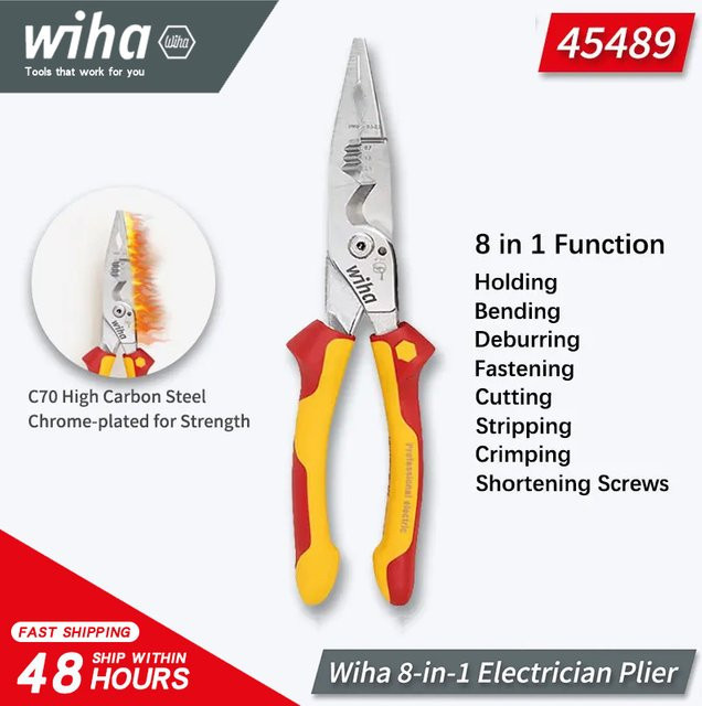 Wiha 8-in-1 Multifunktionszange Industrielle Elektriker-Isolierzange 1000V VDE-geprüft 45489 - Bild 1