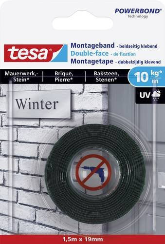tesa Powerbond BRICK & STONE Montageband Schwarz, Breite: 19 mm, Länge: 1,5 m - Bild 1