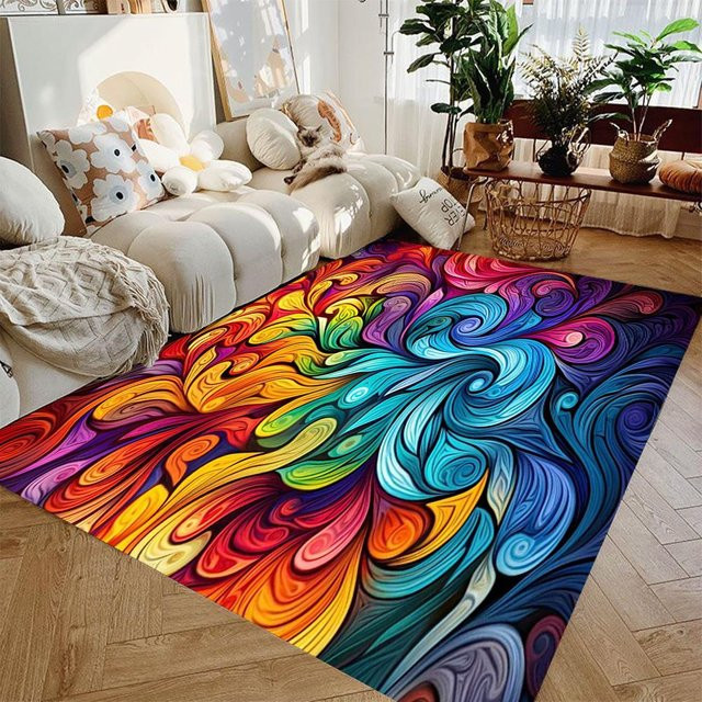 Moderner abstrakter Teppich mit Spiralmuster von Wucifang Jewelry, mehrfarbig, B/H: 80 x 50 cm - Bild 1